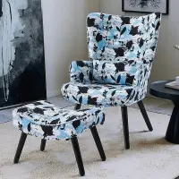 Fauteuil HomeMiYN avec Coussin et Tabouret Chaise d’Angle Rustique pour le Salon