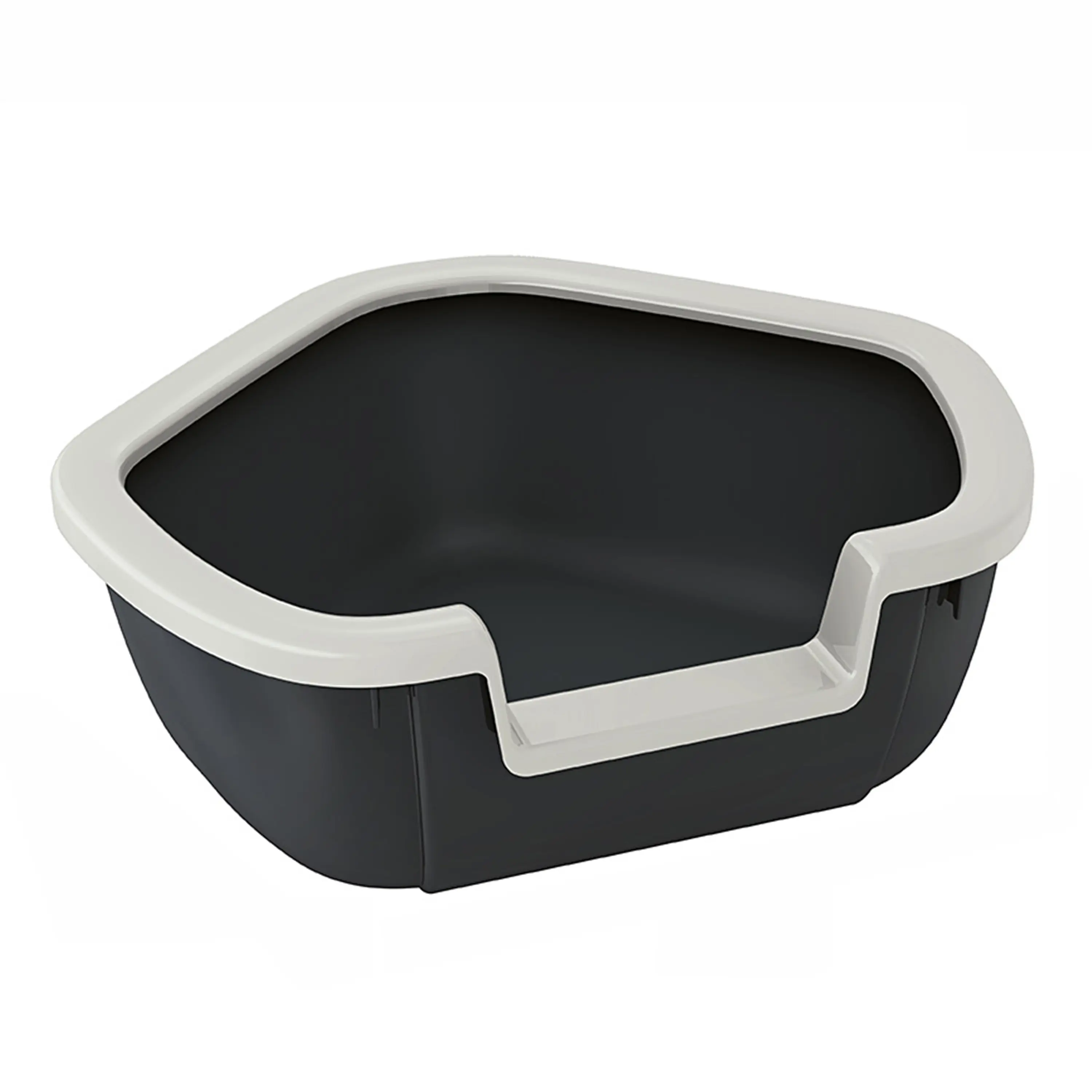 Ferplast Bac Litiere pour Chat, Maison de toilette pour Chat, Bac à litière d’angle, avec Bords Hauts et Entrée Basse, 57,5 x 51,5 x H 22 cm, Bac à