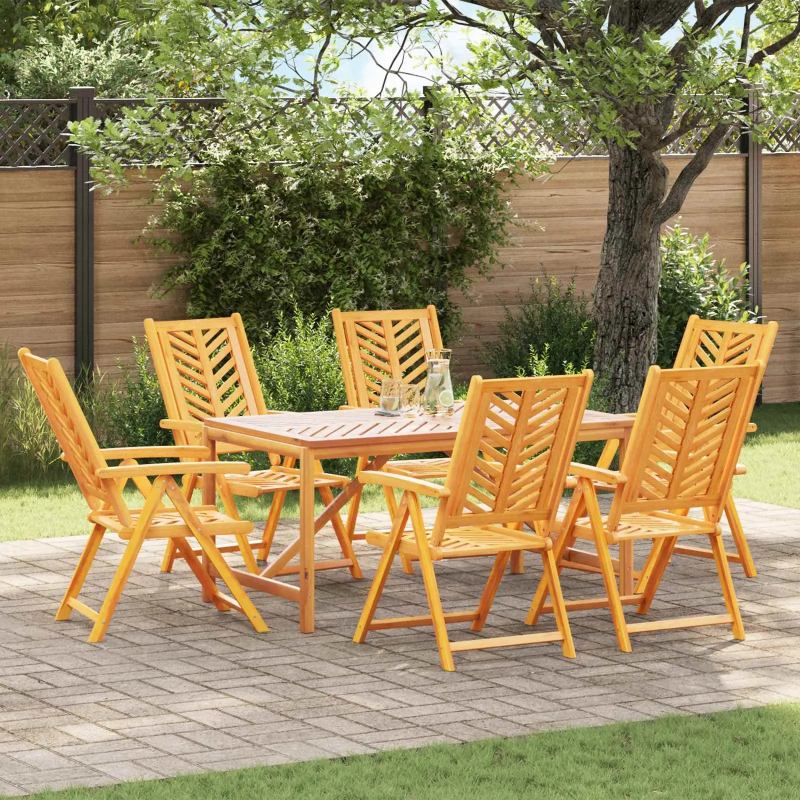 Chaise de jardin 6 pcs Marron Bois d’Acacia Massif vidaXL 3154135