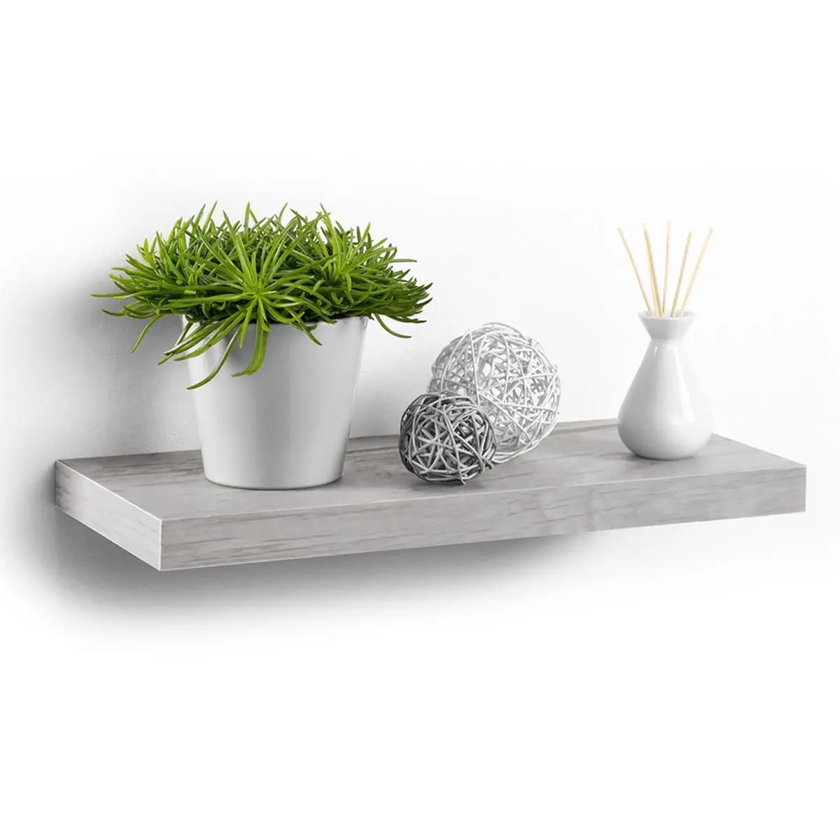 Étagère Murale Design «Flottante» 50cm Chêne Blanchi