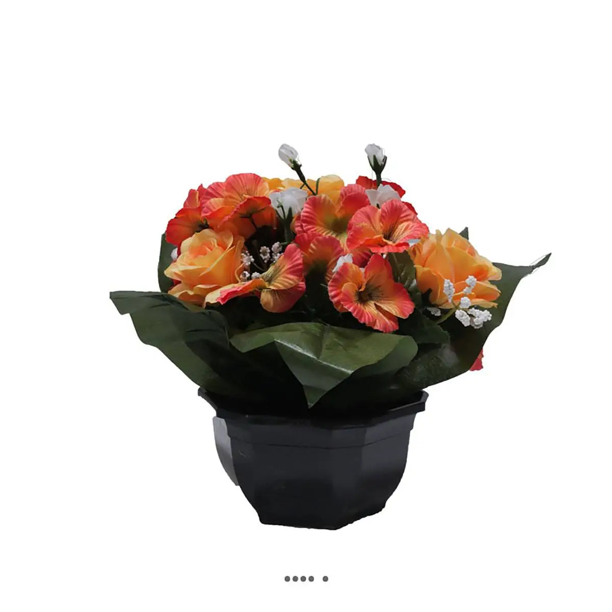 Fleurs artificielles cimetière roses, pensées et mini fleurs en coupe D 30 cm Orange – couleur: Orange 660