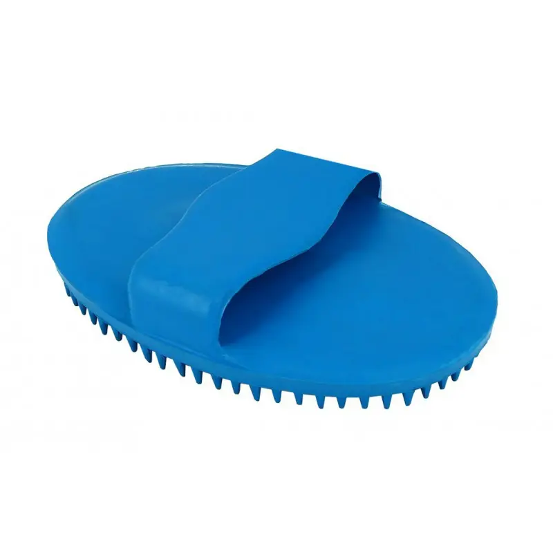 Étrille ovale en caoutchouc bleue