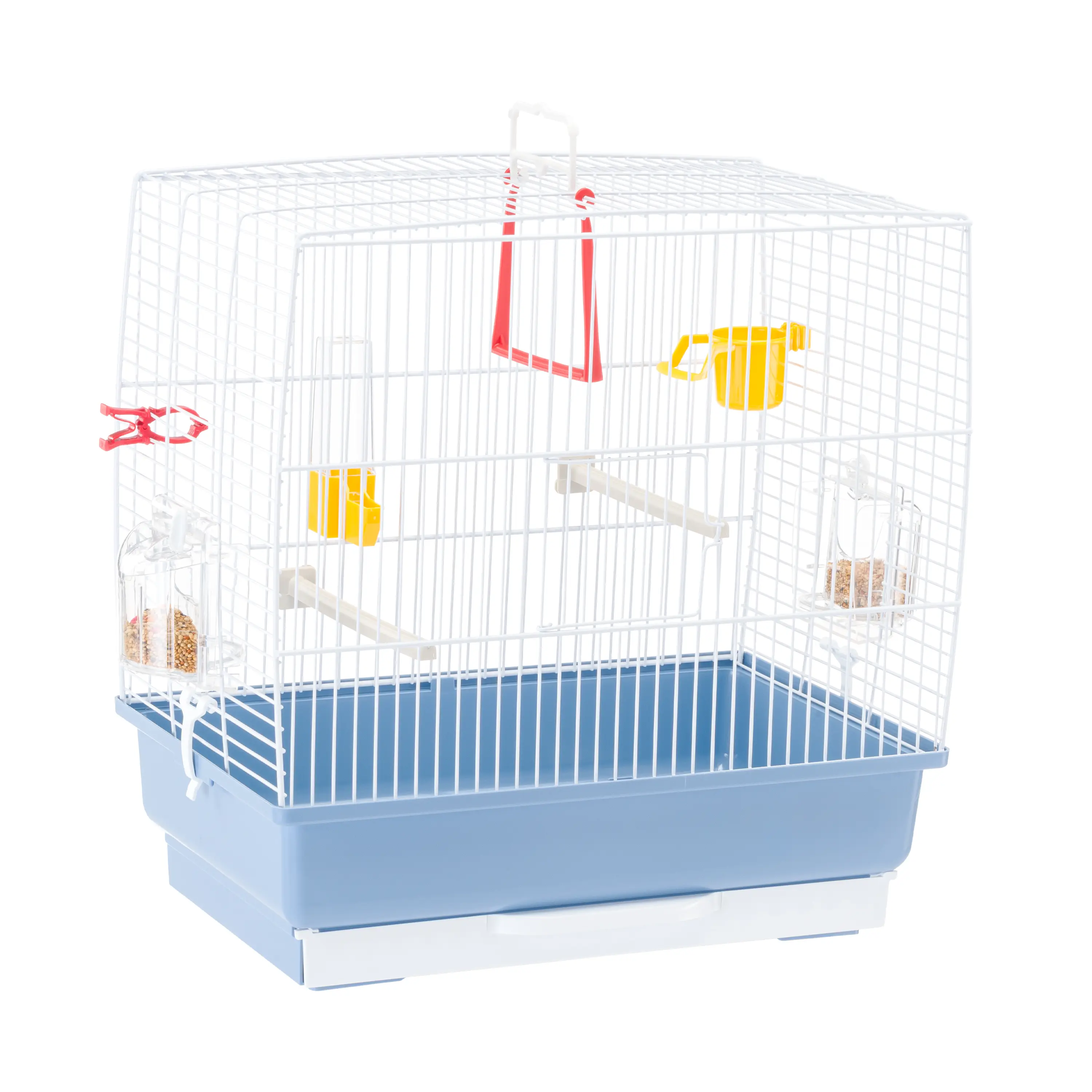 Ferplast Cage à Oiseaux REKORD 2 Cage pour Oiseaux, Canaris, Perruches Ondulées, en Métal, Accessoires inclus Mangeoires rotatives Perchoirs, 39 x 25
