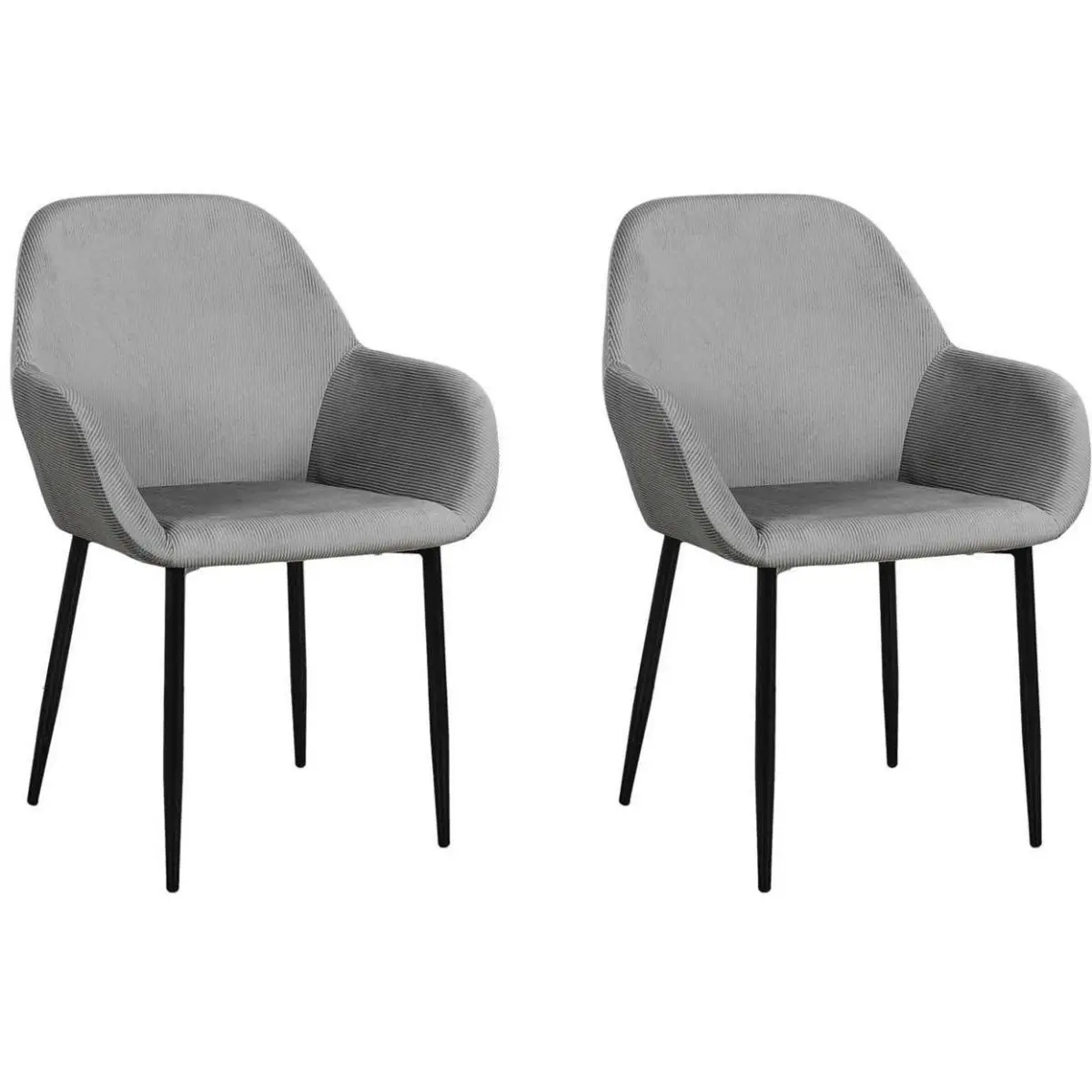 Fauteuil en velours cotelé Giulia (Lot de 2) Gris souris