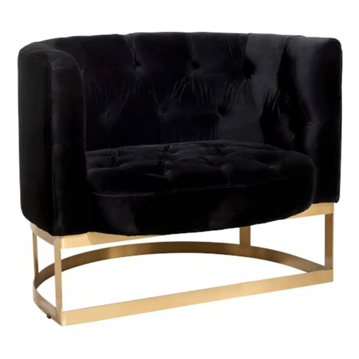 Fauteuil en Velours «Wilson» 90cm Anthracite & Or