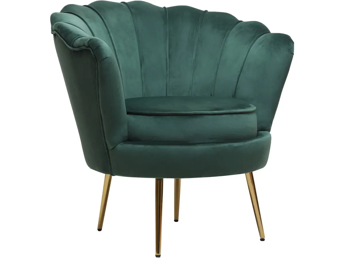 Fauteuil En Velours «floria» – 75 X 68 X 77.5cm – Vert -habitat Et Jardin