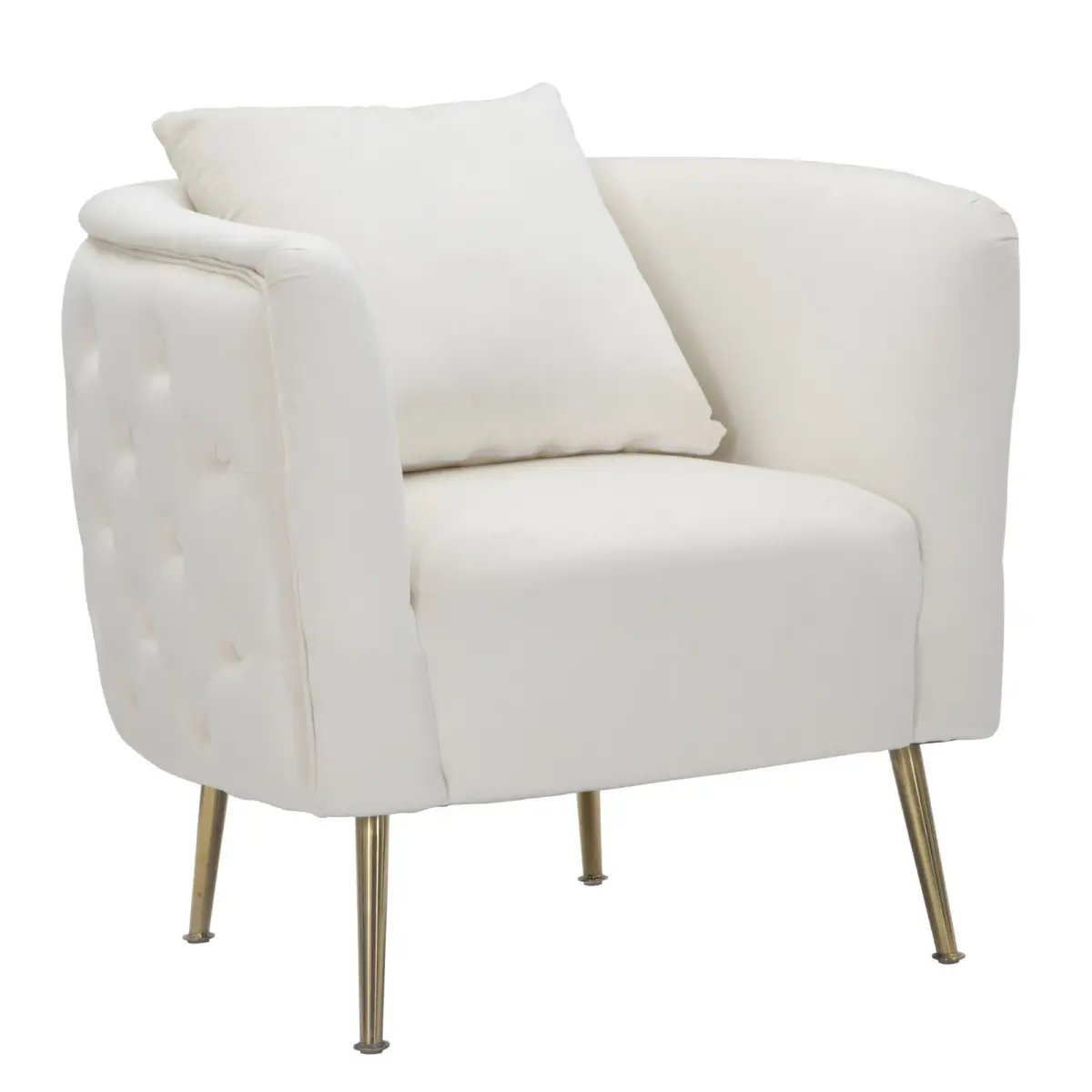 Fauteuil en Velours «Bucarest» 76cm Crème