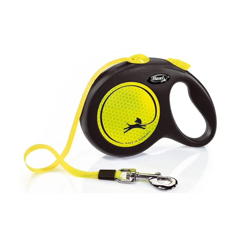 Flexi laisse néon sangle 5 mètres L pour chien max 50 kg