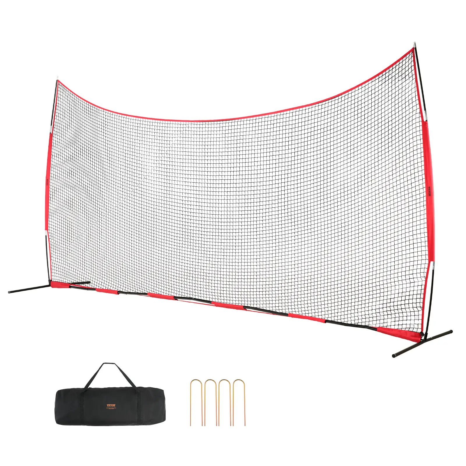 VEVOR Filet entraînement baseball softball 620×314 cm, portable. Sac transport, pour receveur, football.