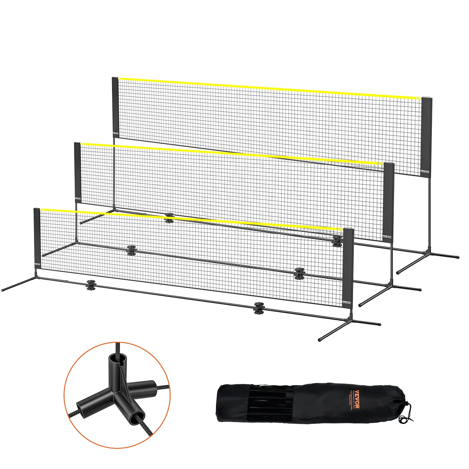 VEVOR Filet badminton 4,2 m, volley-ball réglable, portable. Poteaux, sac transport, intérieur/extérieur.
