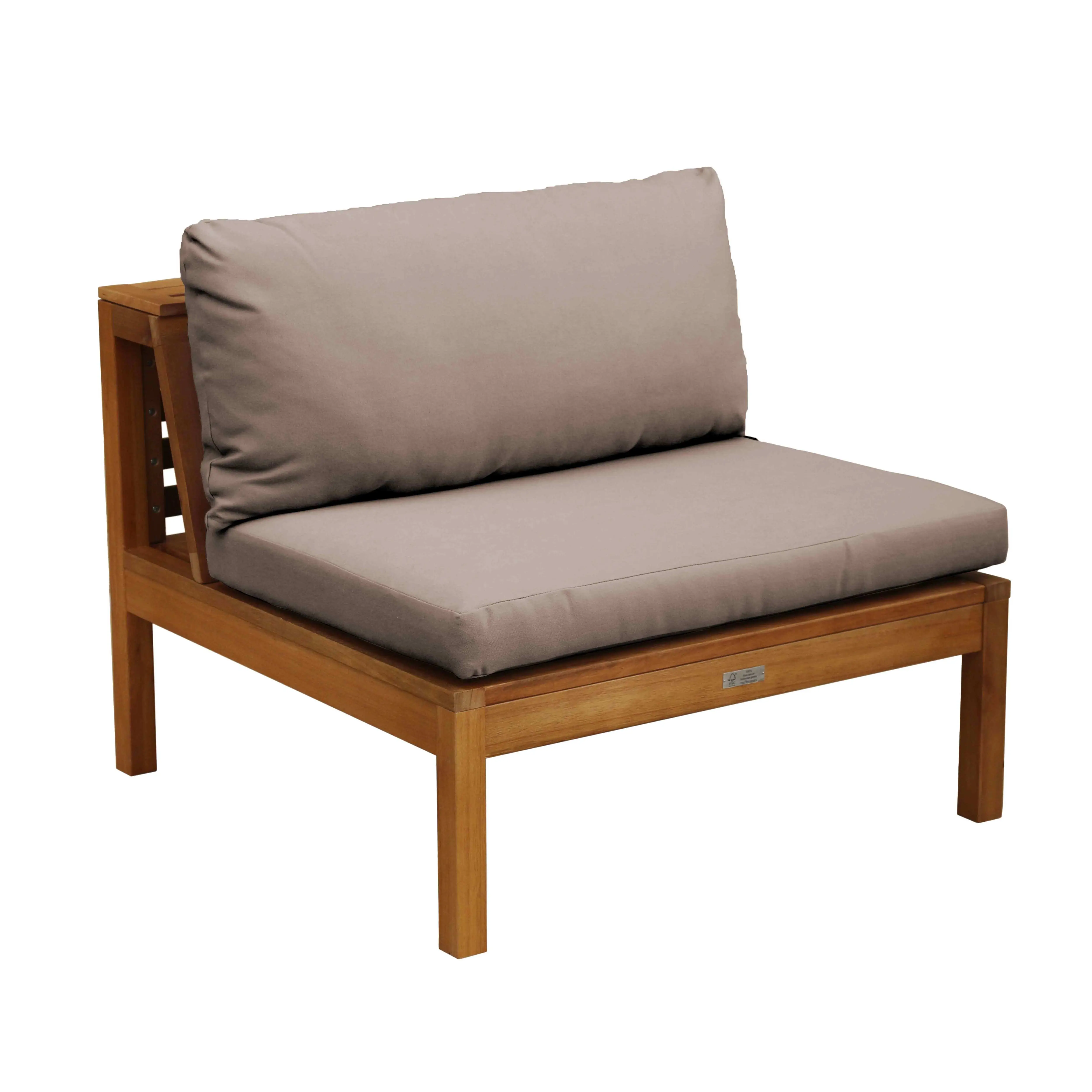 Fauteuil de jardin bas en bois d’eucalyptus taupe Maupiti – Oviala