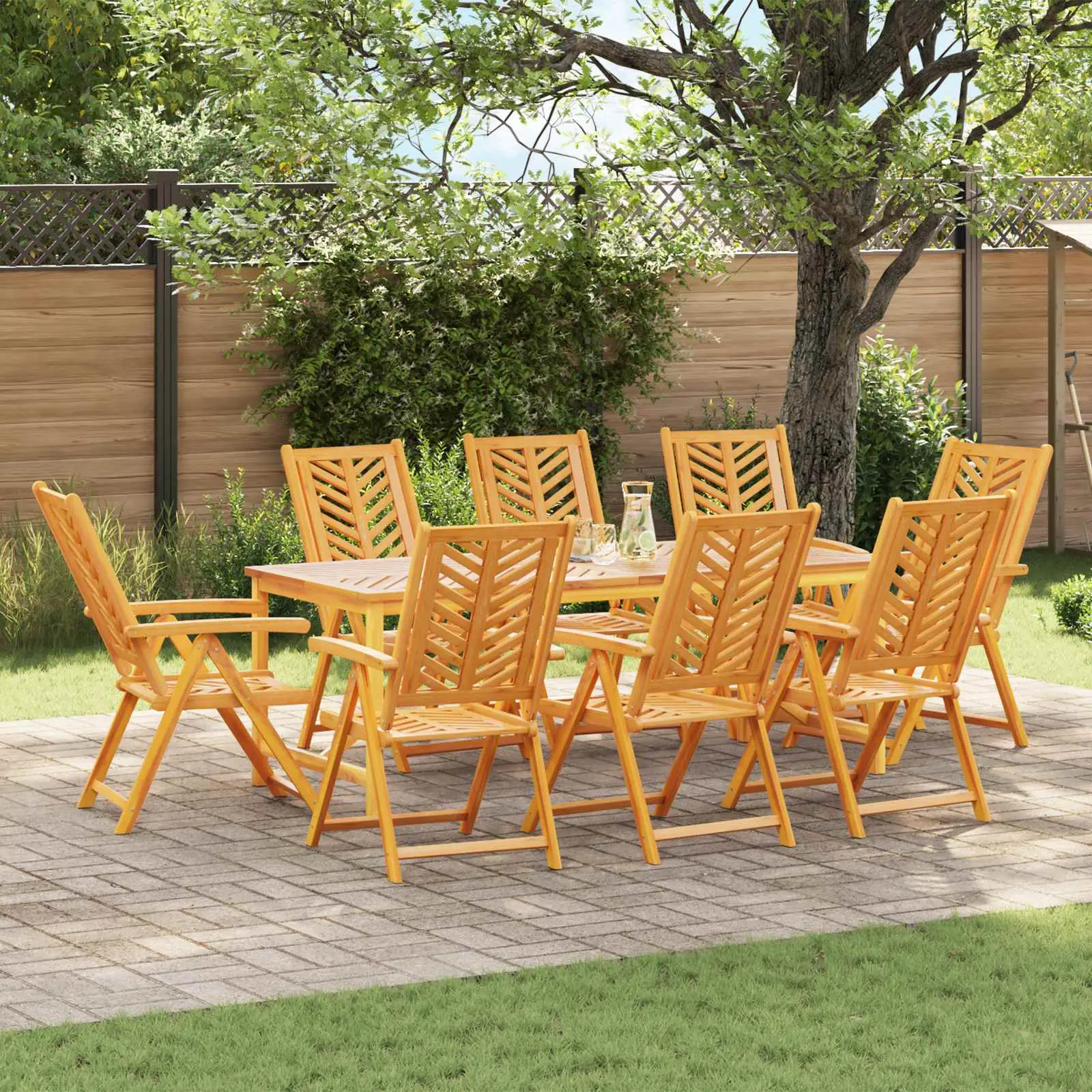 Chaise de jardin 8 pcs Marron Bois d’Acacia Massif vidaXL 3154136