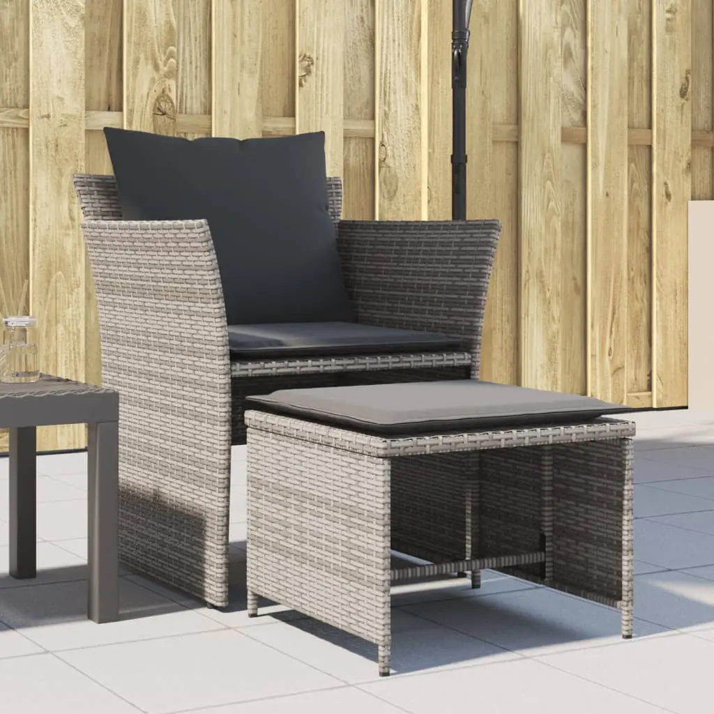 Fauteuil de Jardin Gris en Résine Tressée avec Repose-Pieds Indépendant et Coussins Gris Foncé pour Terrasse Zen – ComfortXL Outdoor Living