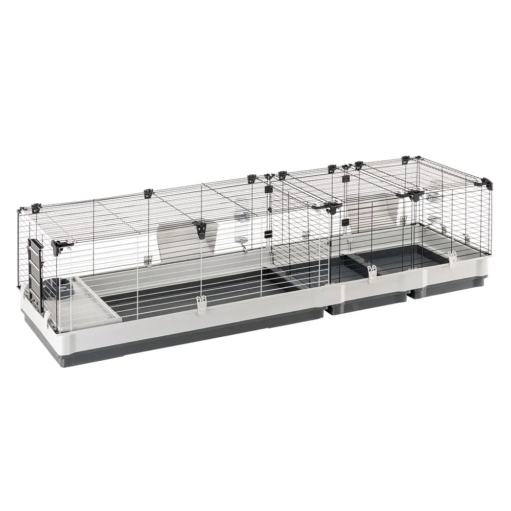 FERPLAST – Cage Cochon d’Inde – Cage Lapin – Maison Lapin – Clapier Lapin – accessoires inclus – Ouvrant et modulable 205 x 60 x h 50 CM – Krolik 200