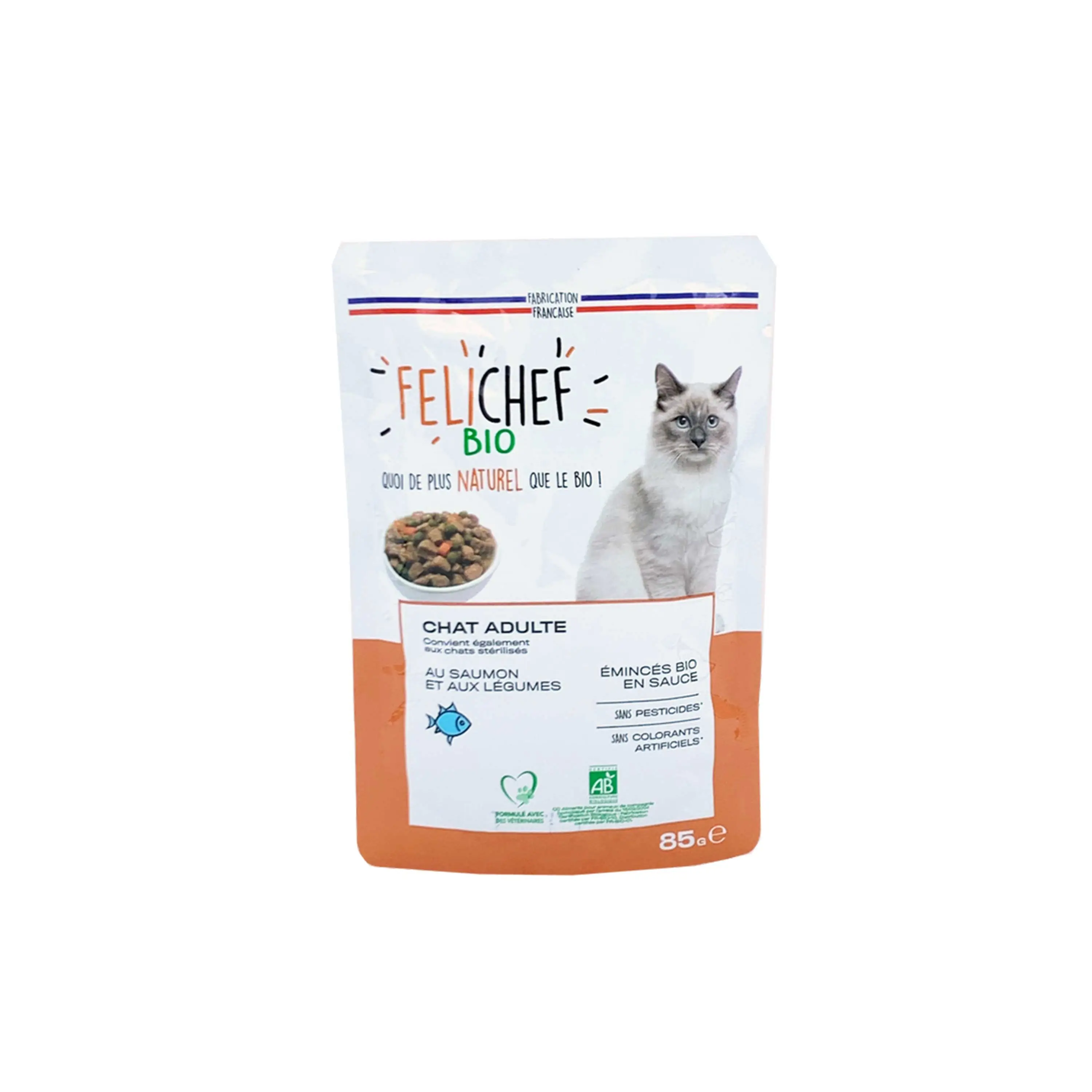 Felichef – Emincés Bio Saumon & Légumes pour Chat
