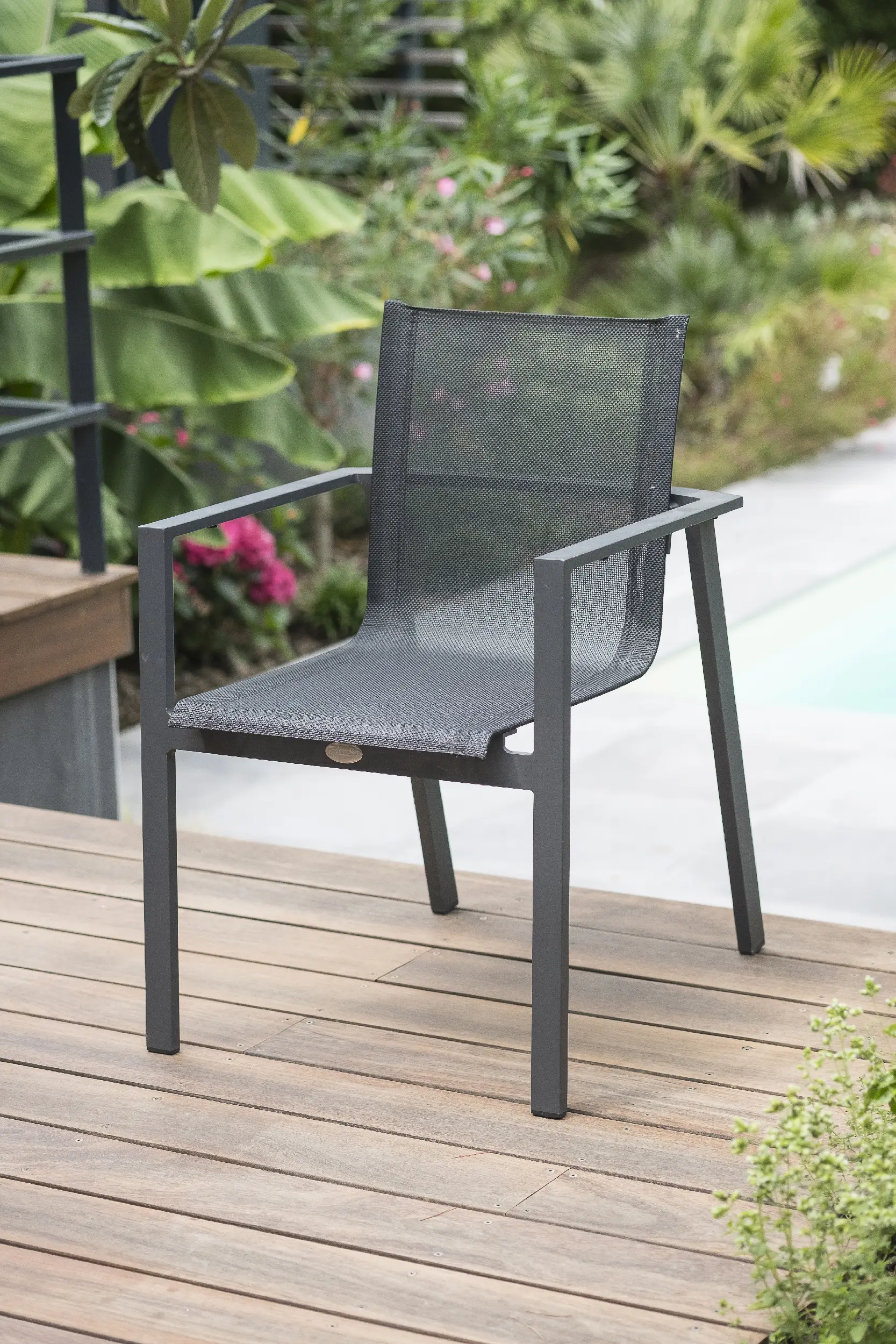 Fauteuil de jardin empilable en aluminium – Gris anthracite – ALU-MIAMI