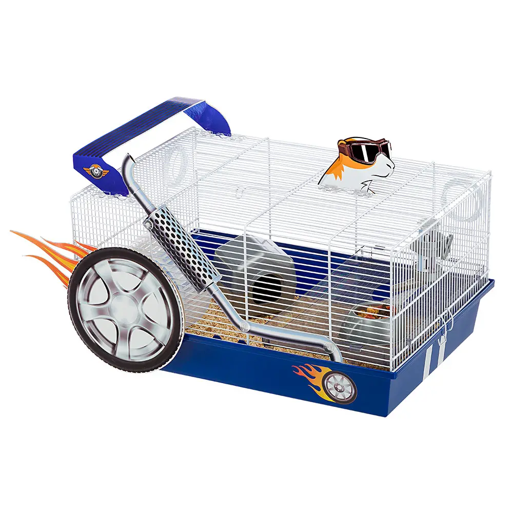 Ferplast cage pour hamsters DRAGSTER, maisonnette pour petits rongeurs, environnement dragster, plastique robuste et métal, accessoires et adhésifs