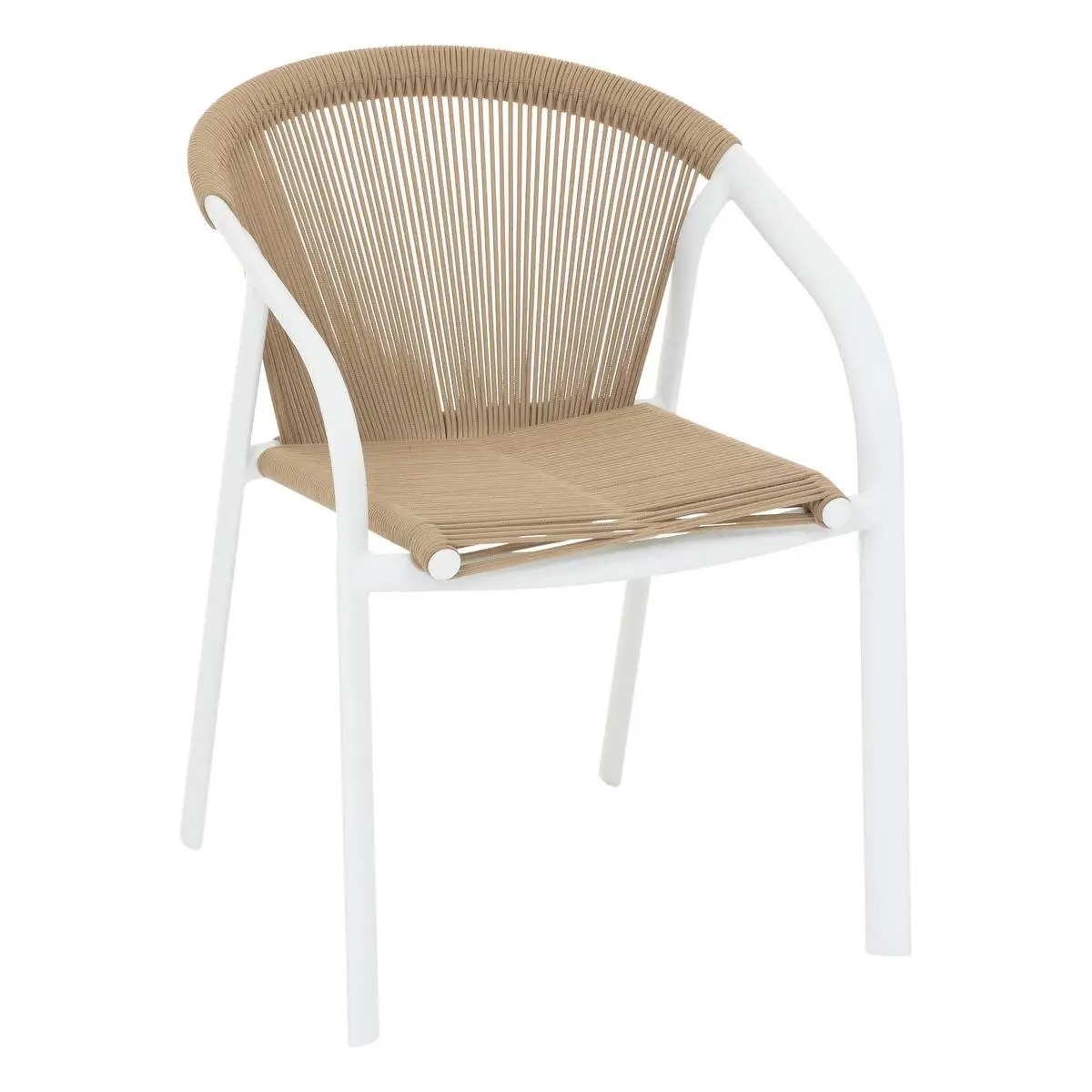Fauteuil de jardin empilable «Riu» miel & blanc en aluminium traité en epoxy Hespéride