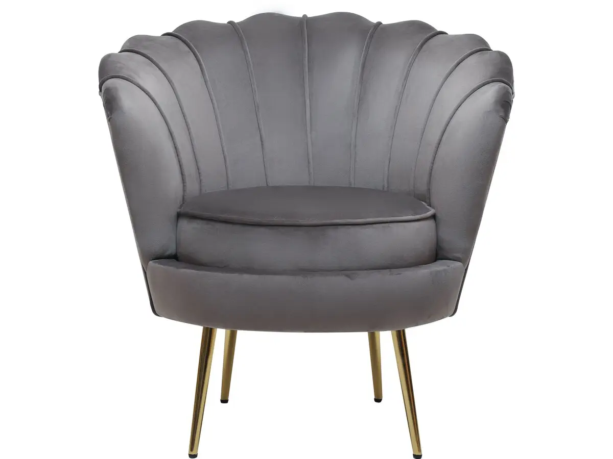 Fauteuil En Velours «floria» – 75 X 68 X 77.5 Cm – Gris -habitat Et Jardin