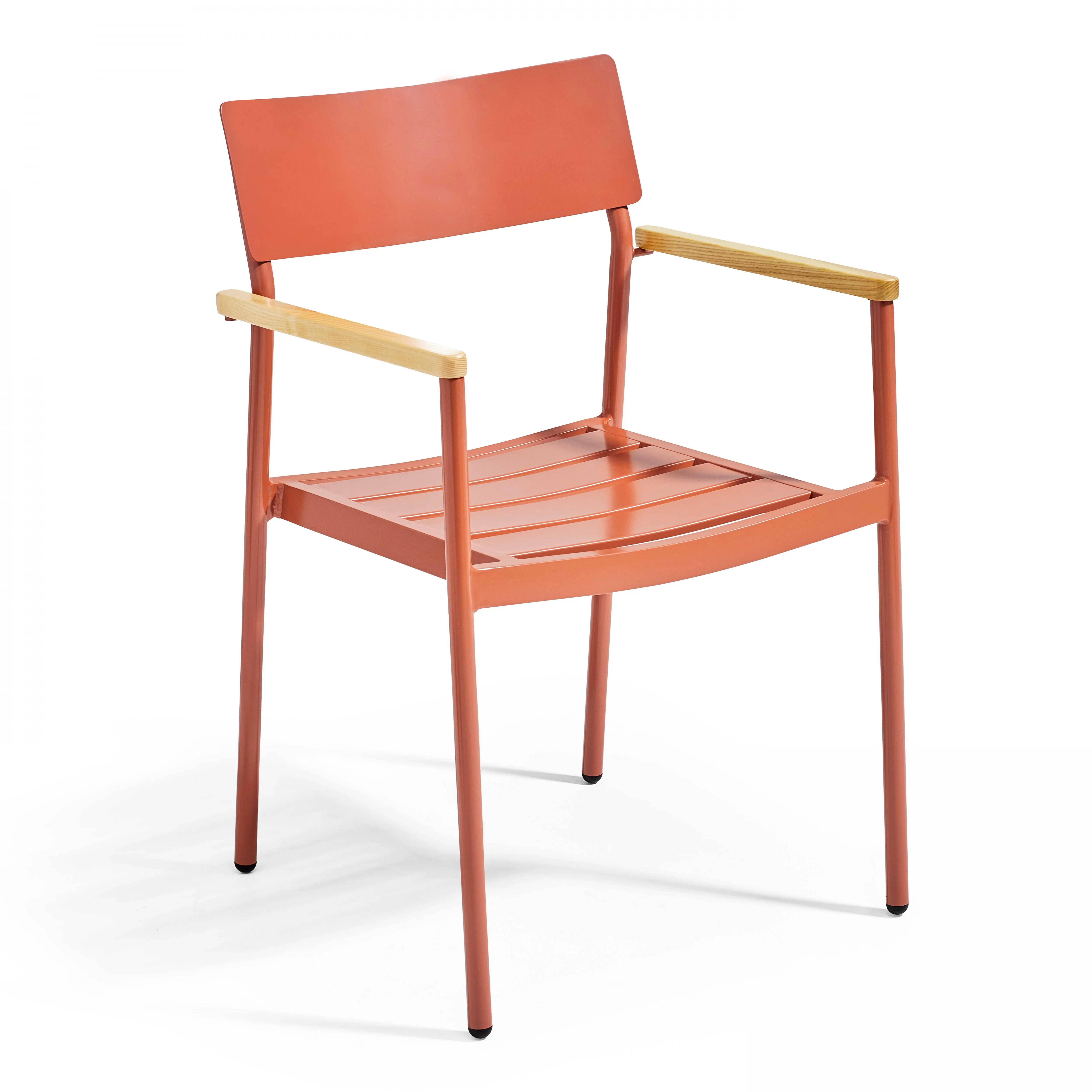 Fauteuil de jardin en aluminium et bois terracotta Leeds – Oviala