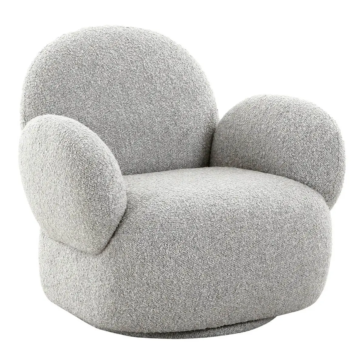 Fauteuil en Tissu Bouclé Texturé Gris Clair Pivotant – SWIVEL