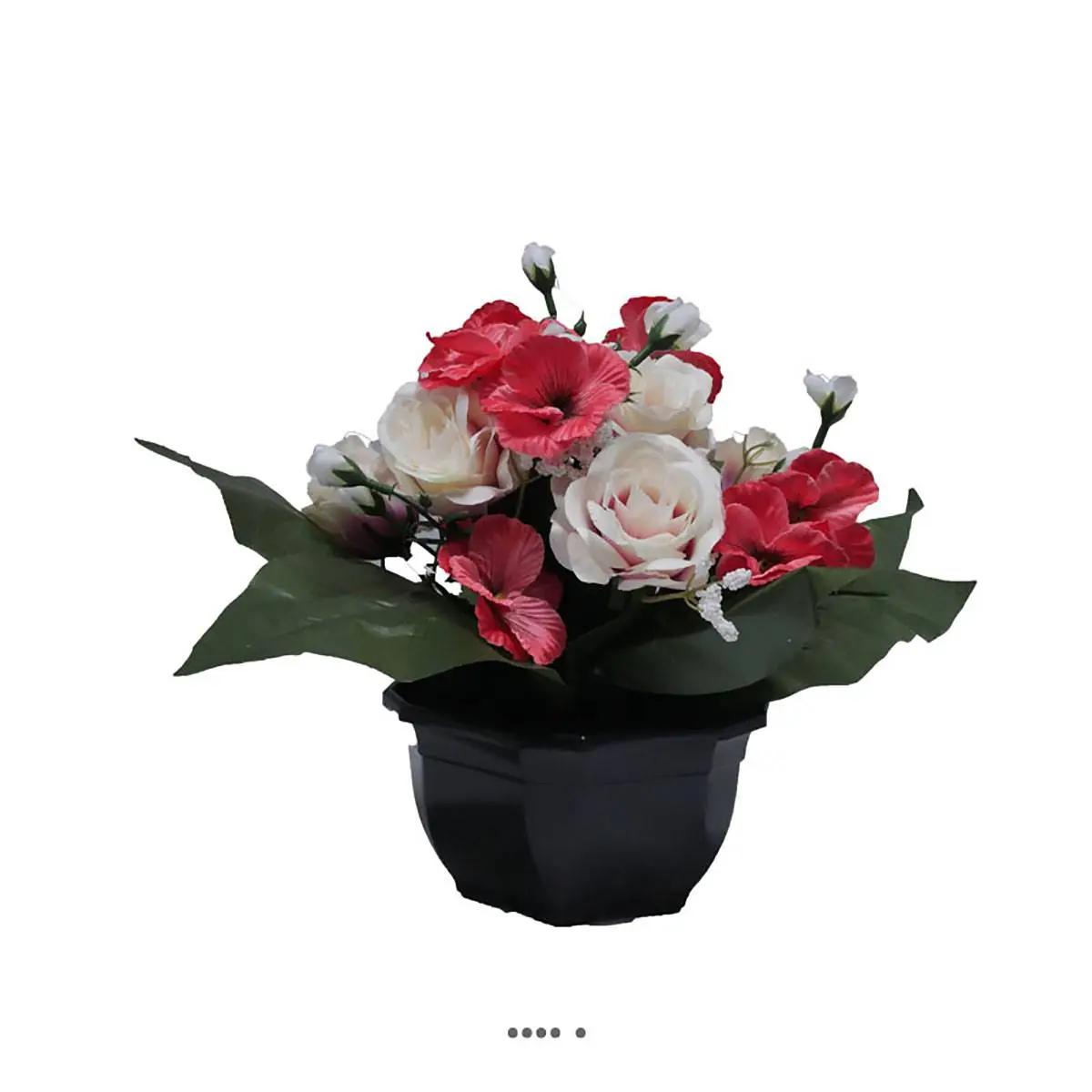 Fleurs artificielles cimetière roses, pensées et mini fleurs en coupe D 30 cm Rose soutenu – couleur: Rose soutenu