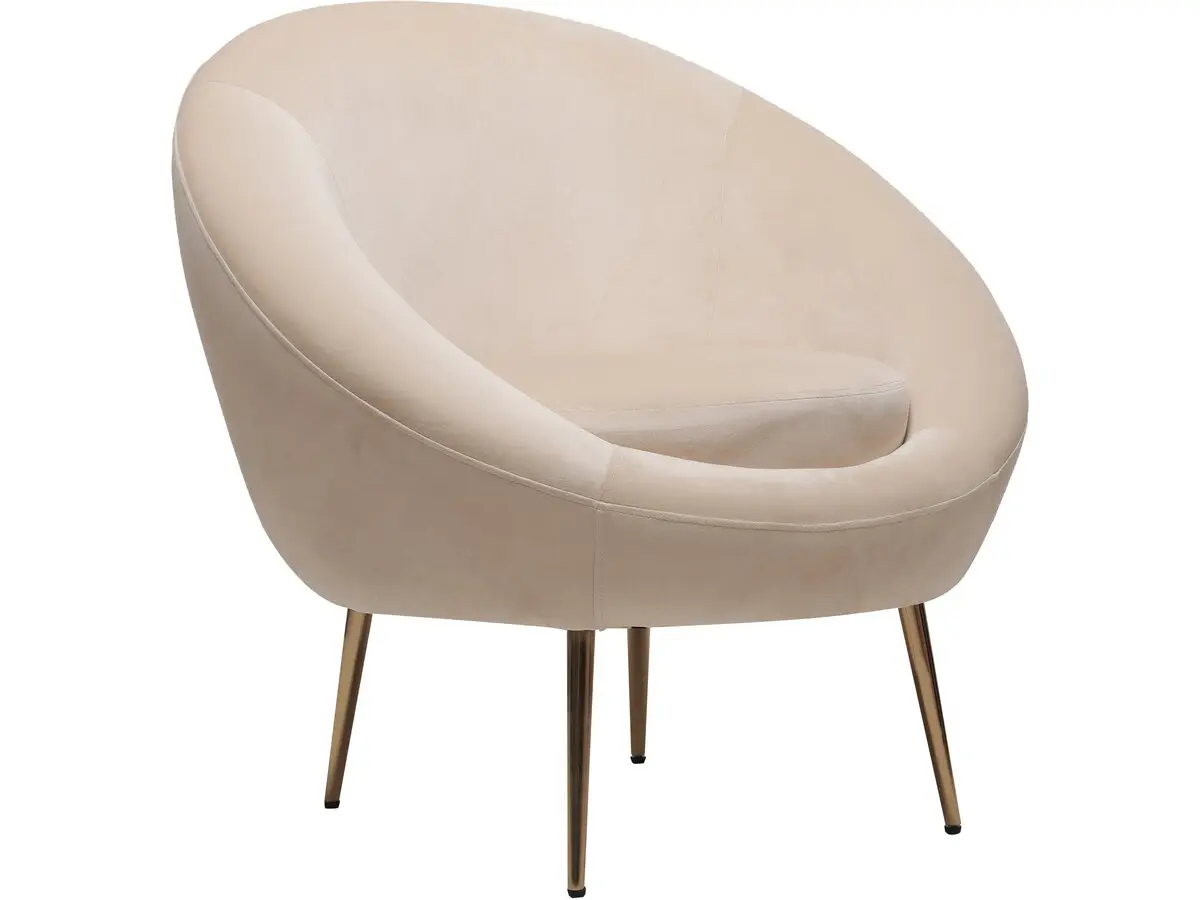Fauteuil En Velours «cocon» – 77 X 74 X 77.5 Cm – Beige -habitat Et Jardin