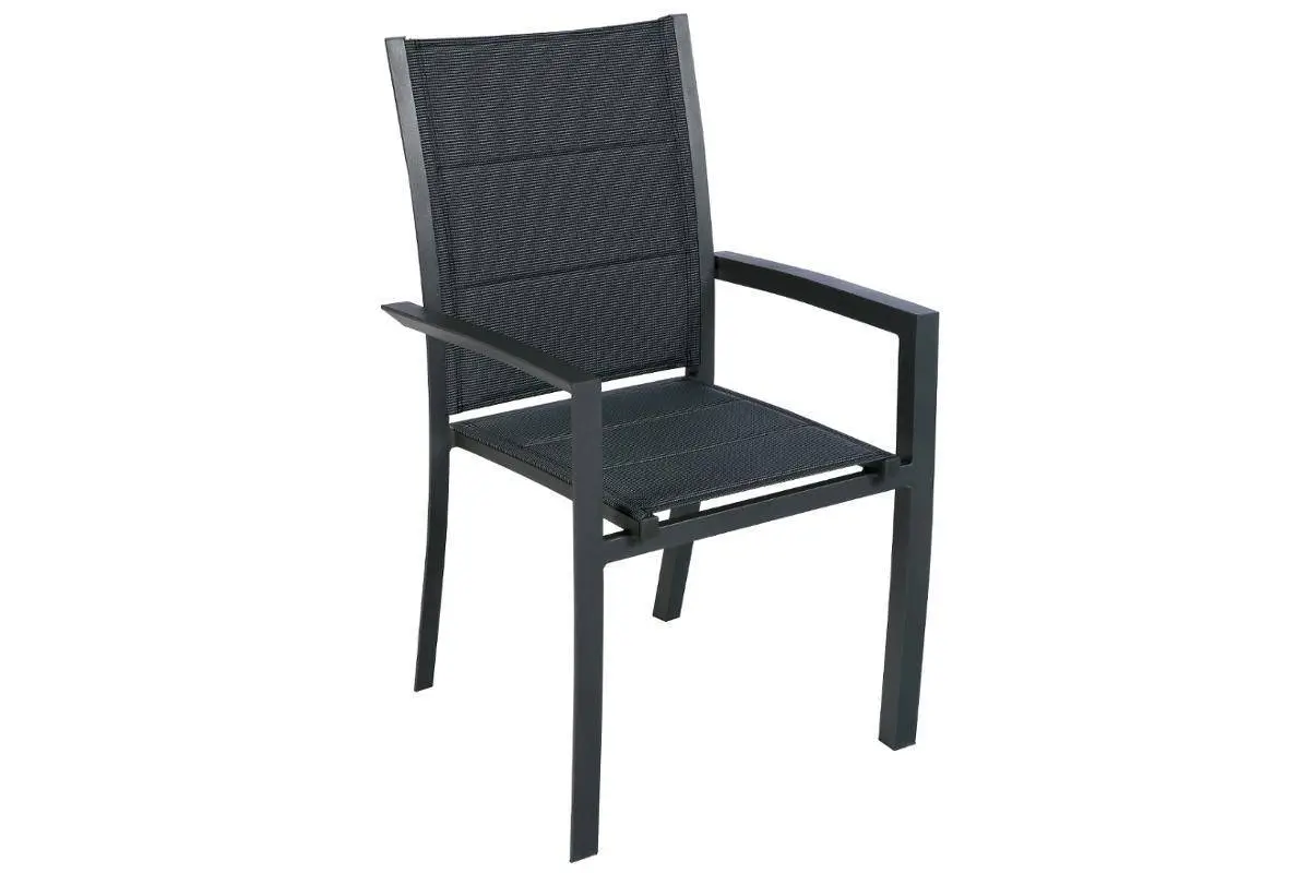 Fauteuil de jardin empilable «Allure» gris poivre & graphite aluminium traité époxy Hespéride