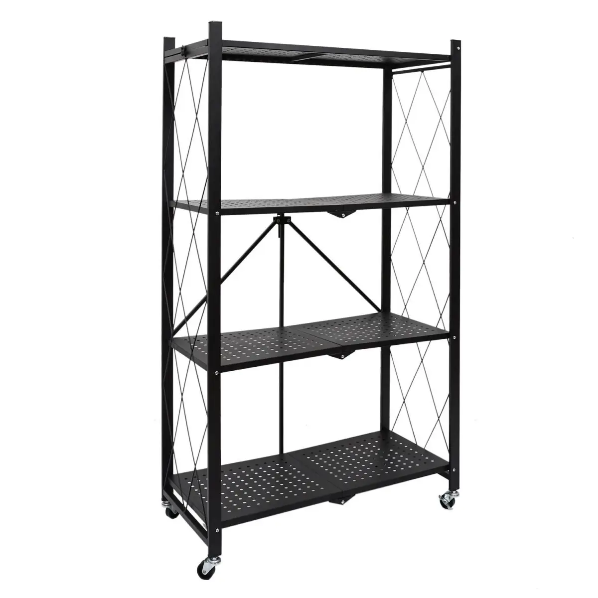 Étagère Pliable en Métal «4 Niveaux» 127cm Noir