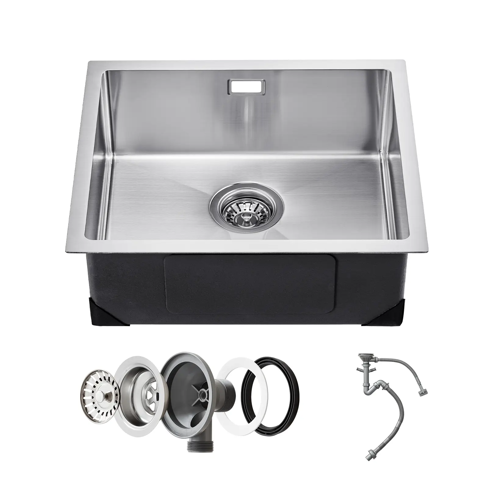 VEVOR Évier de cuisine 50cm inox 304 sous plan. Cuve simple avec accessoires. Pour camping-car, cuisine, buanderie.