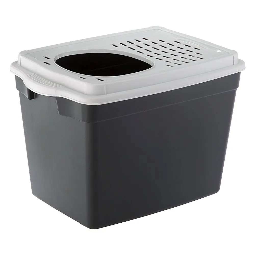 Ferplast Bac à Litière pour Chat, Toilettes Couvertes pour Chat, avec Entrée Supérieure, Couvercle Perforé, 38,8 x 57,5 xh 39 cm, Grand Bac à Litière