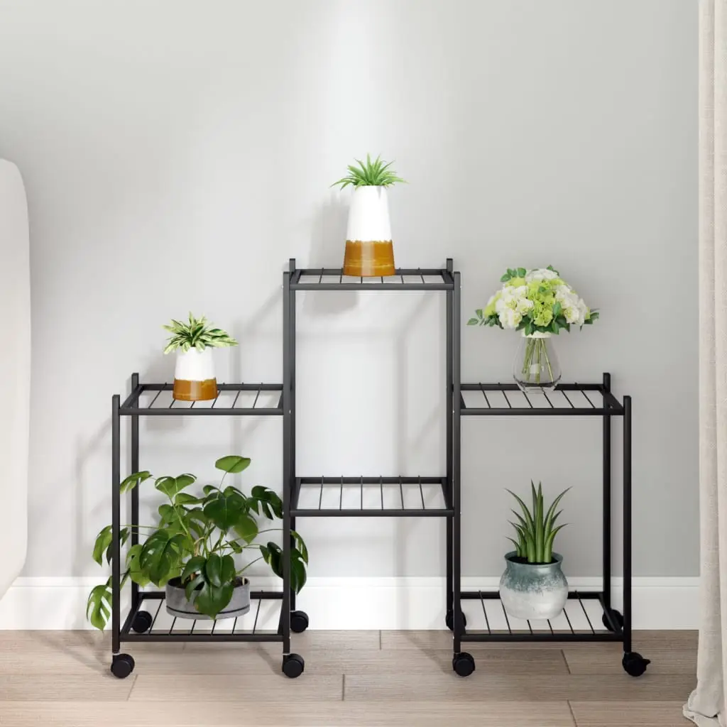 Étagère à fleurs roulante en Fer compacte pour Balcon Décoration Noir 83x25x63.5 cm – ComfortXL Outdoor Living