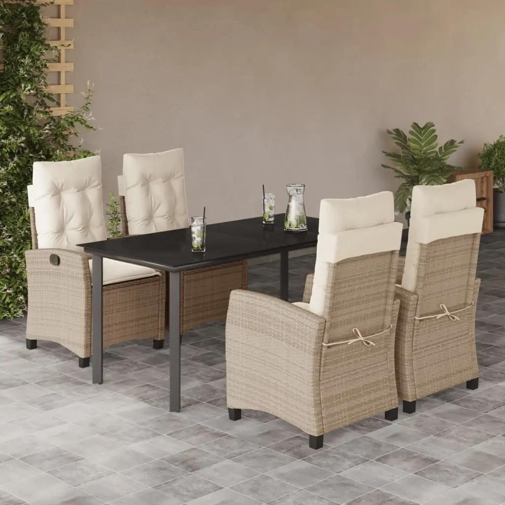 Ensemble repas 4P résine tressée fauteuils inclinables grande table 160cm Beige– ComfortXL Outdoor Living