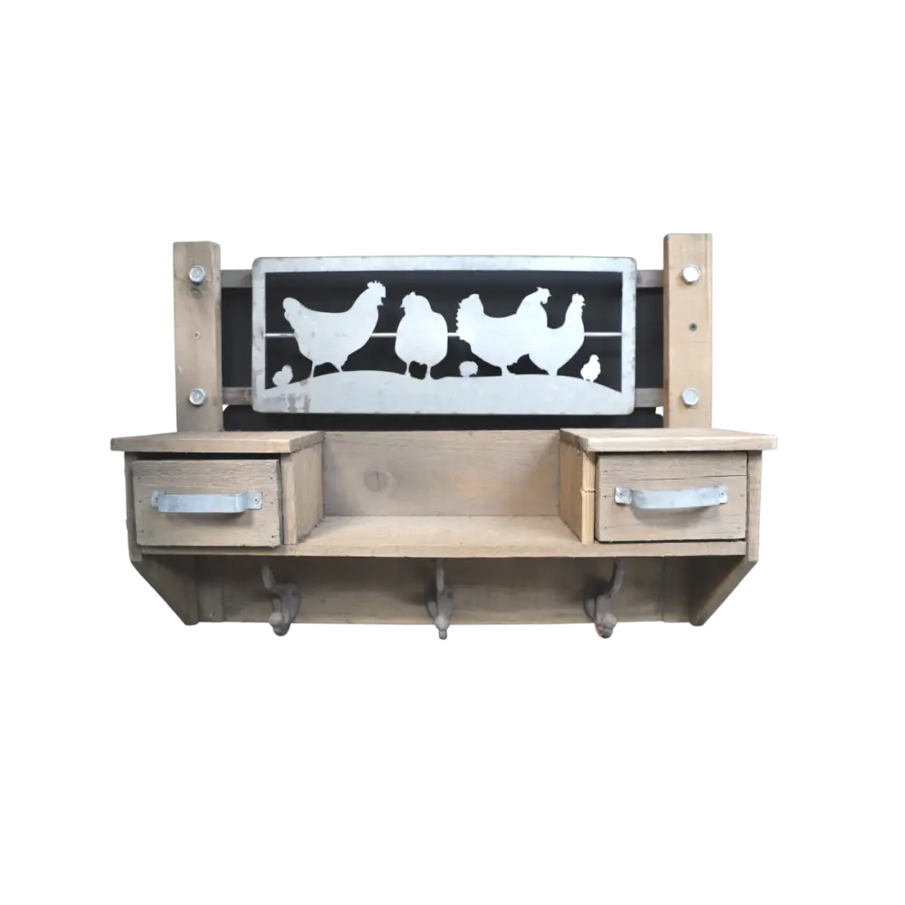 ~ Etagère murale en bois et métal marron 55 x 13 x 41 cm Chemin de campagne