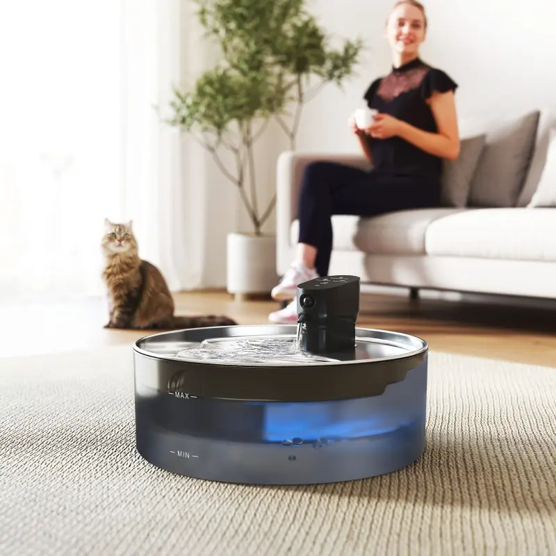 Fontaine eau Chat Inox 7L Sans fil Silencieuse Capteur Noir – ComfortXL Pet Living
