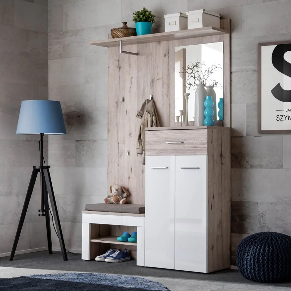 Ensemble Dressing «Gustavo II» 200cm Naturel & Blanc
