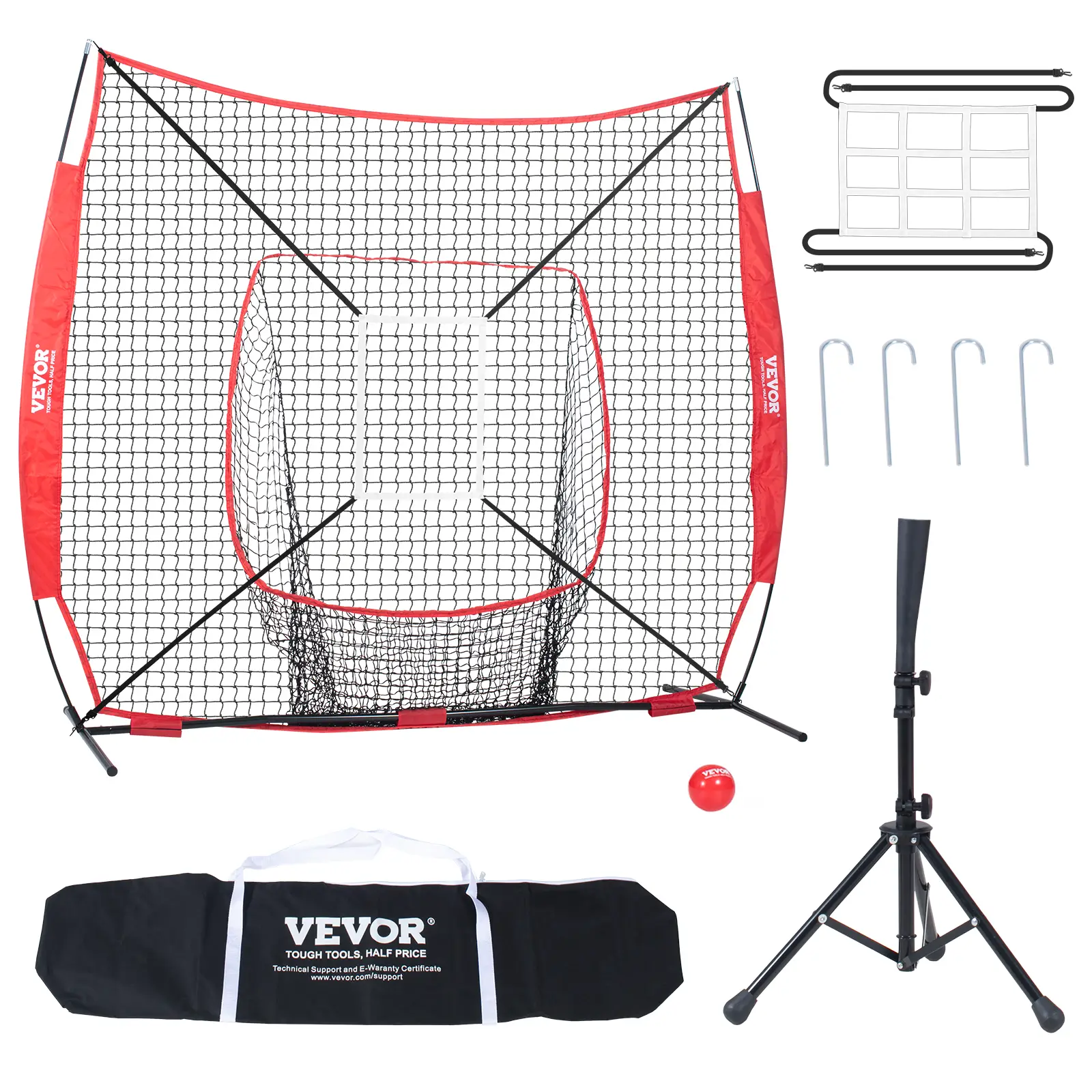 VEVOR Filet entraînement baseball 244×211 cm, frapper, attraper, lancer. Cadre arc.