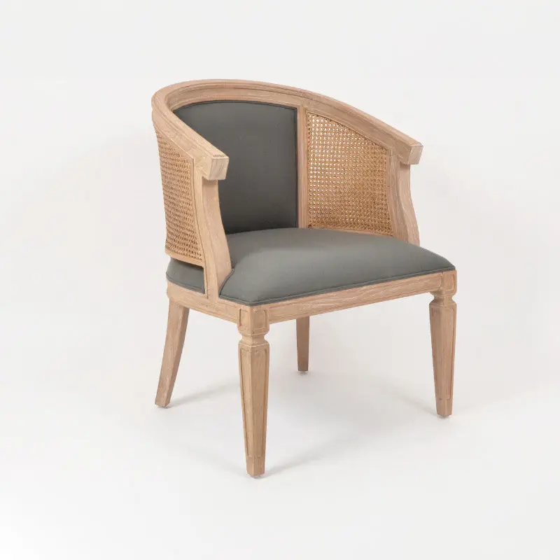 Fauteuil Faubourg en bois et tissus gris taupe 67x65x88cm