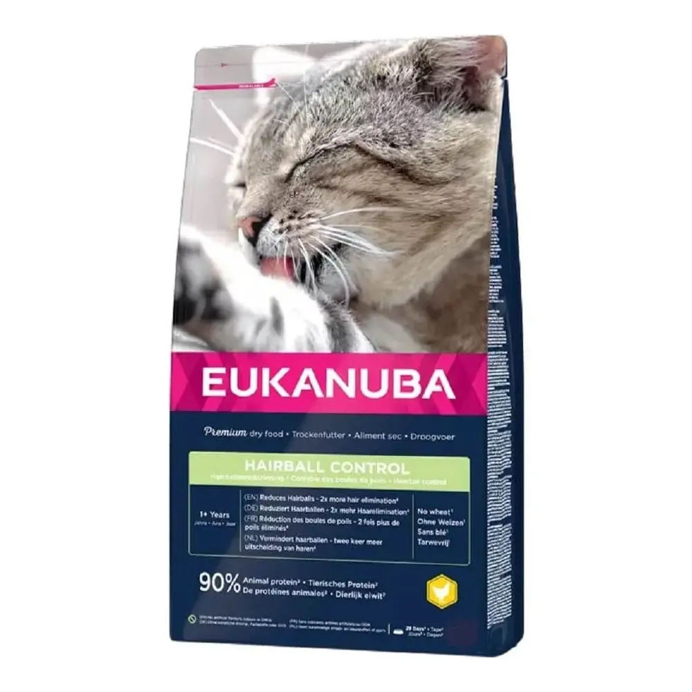 Eukanuba – Chat Adulte Boule de Poils Toutes Races Poulet 10 kg