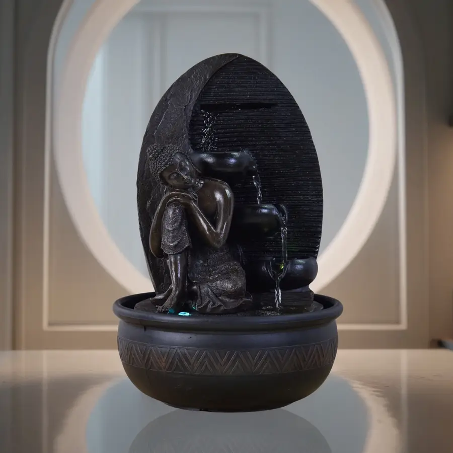 Fontaine d’Intérieur Bouddha Grace – Pompe Silencieuse – Statuette Amovible – Idée Cadeau – Ambiance Zen– H 40cm – Zen’Light